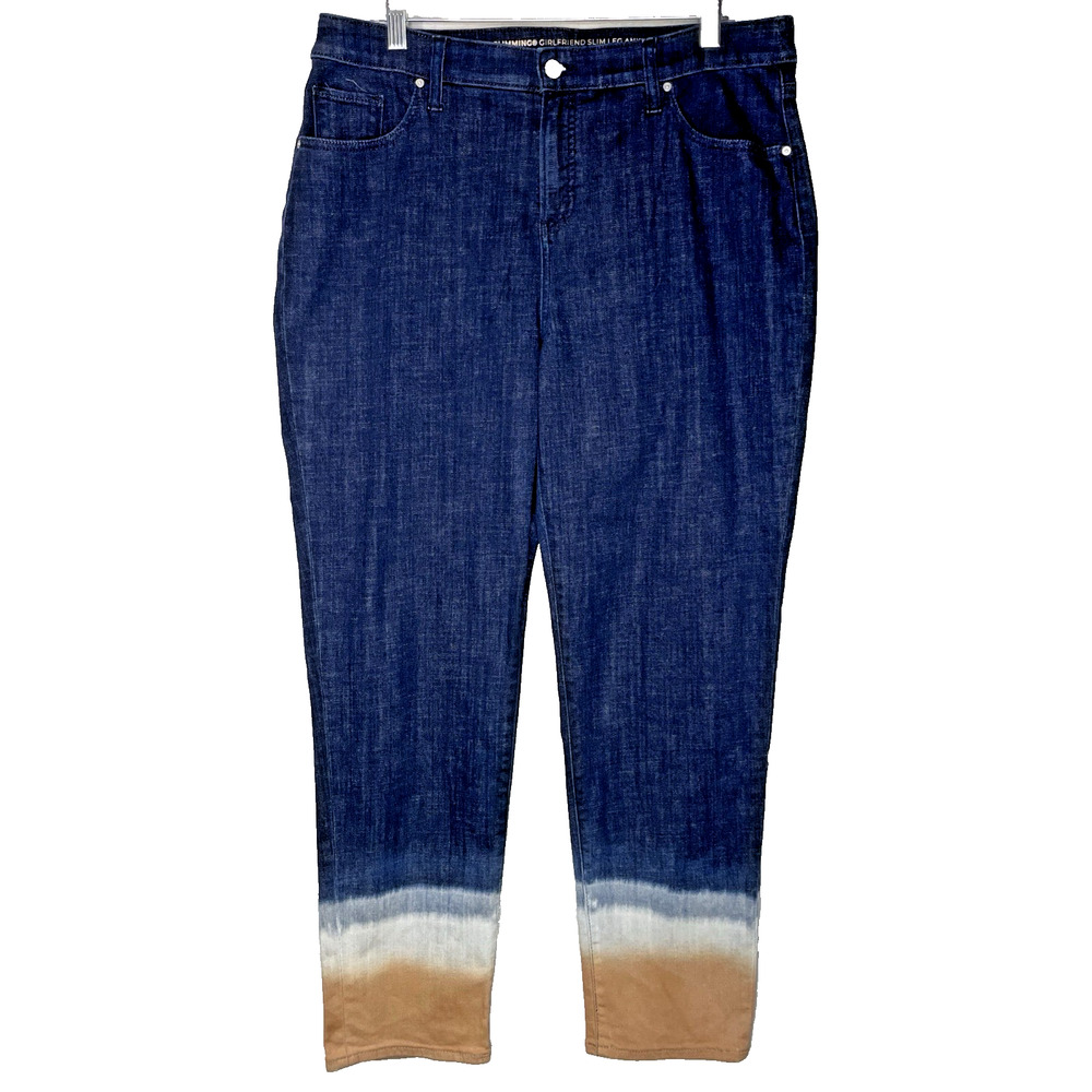 Chico's Blue and Tan Skinny Jeans